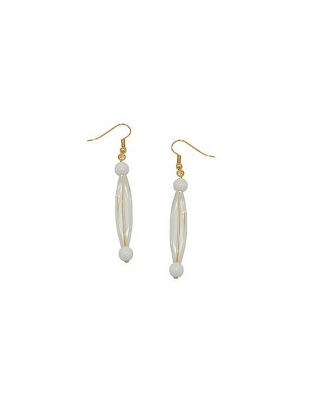 hook earrings groove olive transparent white gold coloured