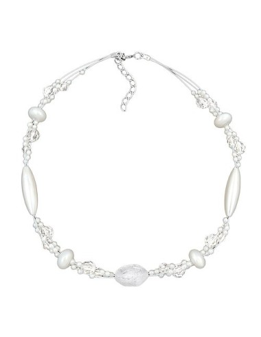 necklace kroko beads white frosted and pearly white beads