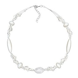 necklace kroko beads white frosted and pearly white beads