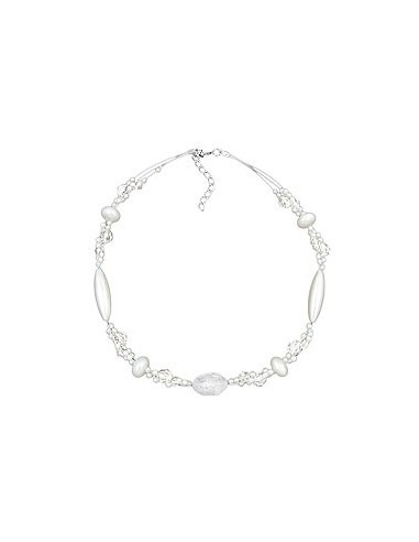necklace kroko beads white frosted and pearly white beads