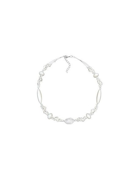 necklace kroko beads white frosted and pearly white beads