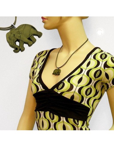 necklace elephant green/ olive coloured