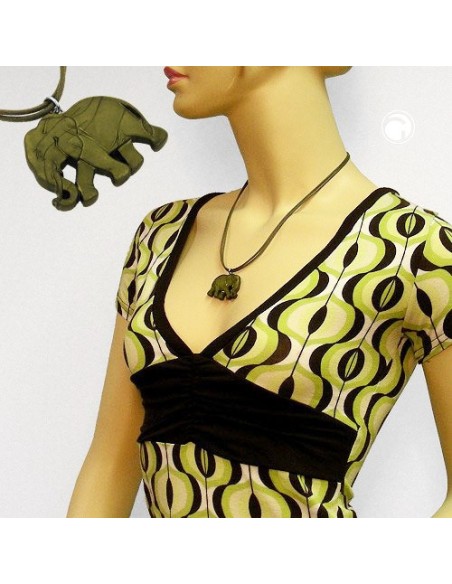 necklace elephant green/ olive coloured