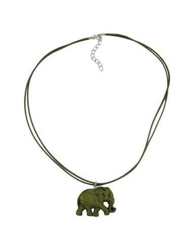necklace elephant green/ olive coloured