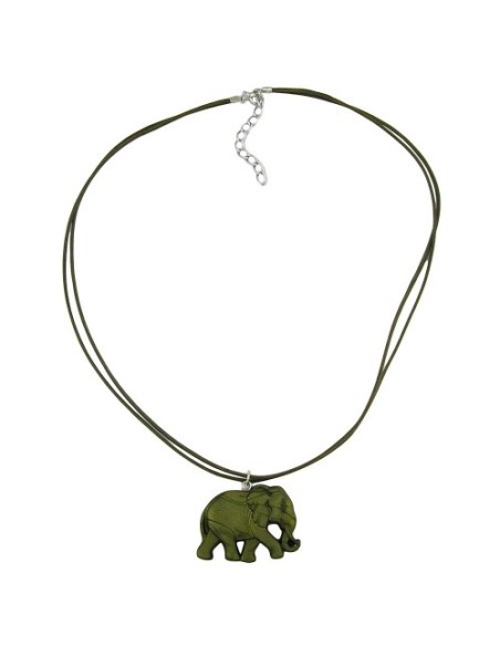 necklace elephant green/ olive coloured