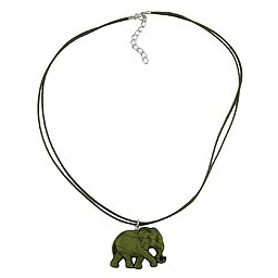 necklace elephant green/ olive coloured