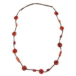 necklace knotted rings red/ brown