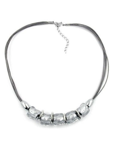 necklace stone bead crystal-silver 50cm