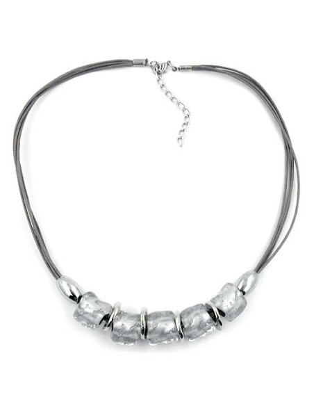necklace stone bead crystal-silver 50cm