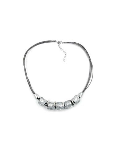 necklace stone bead crystal-silver 50cm