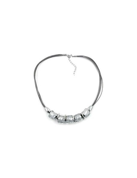 necklace stone bead crystal-silver 50cm