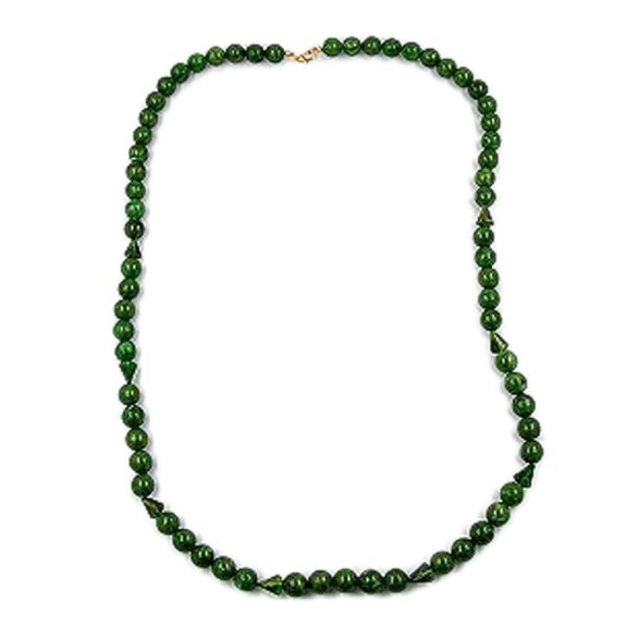 necklace beads 12mm green/ gold