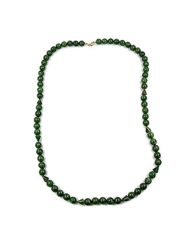 necklace beads 12mm green/ gold
