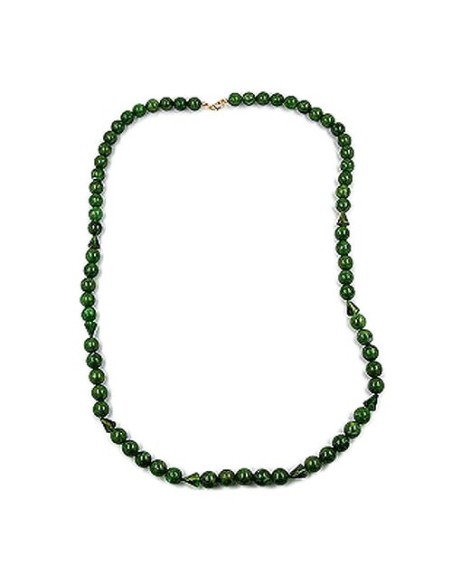necklace beads 12mm green/ gold