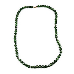 necklace beads 12mm green/ gold