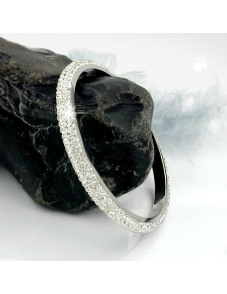 bangle 4 row glass crystals white