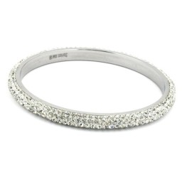 bangle 4 row glass crystals white