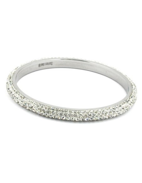 bangle 4 row glass crystals white
