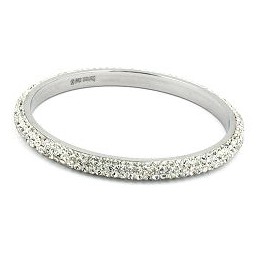 bangle 4 row glass crystals white