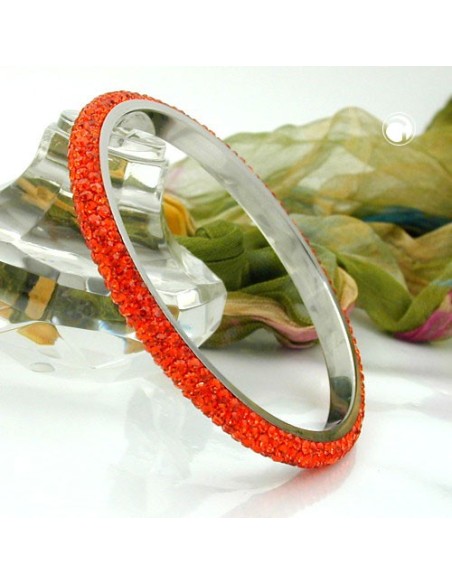 bangle 4 row glass crystals orange