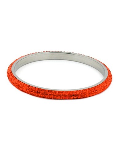 bangle 4 row glass crystals orange