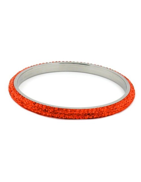 bangle 4 row glass crystals orange