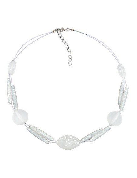 necklace white frosted beads on white-coated flexible wire