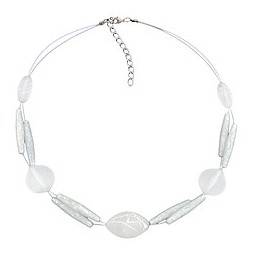 necklace white frosted beads on white-coated flexible wire