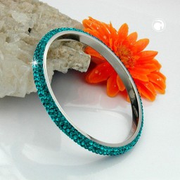 bangle 4 row glass crystals turquoise