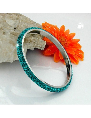 bangle 4 row glass crystals turquoise