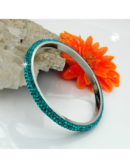 bangle 4 row glass crystals turquoise
