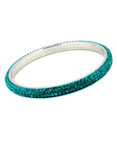 bangle 4 row glass crystals turquoise