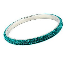 bangle 4 row glass crystals turquoise