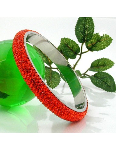 bangle 6 row glass crystals orange