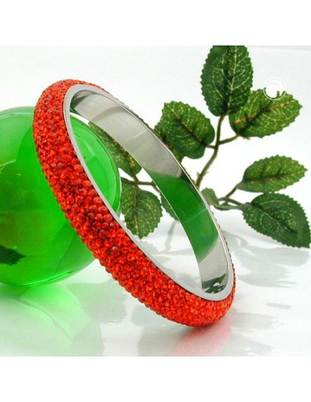 bangle 6 row glass crystals orange