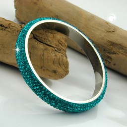 bangle 6 row glass crystals turquoise