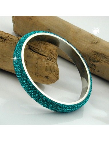 bangle 6 row glass crystals turquoise