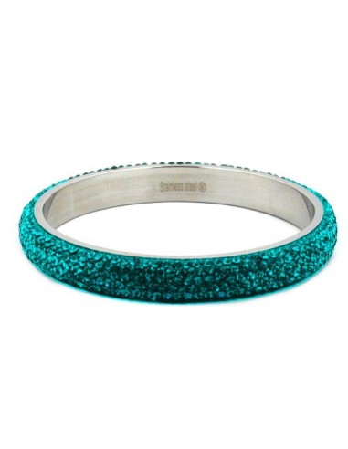 bangle 6 row glass crystals turquoise
