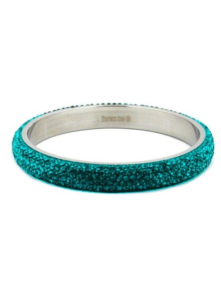 bangle 6 row glass crystals turquoise