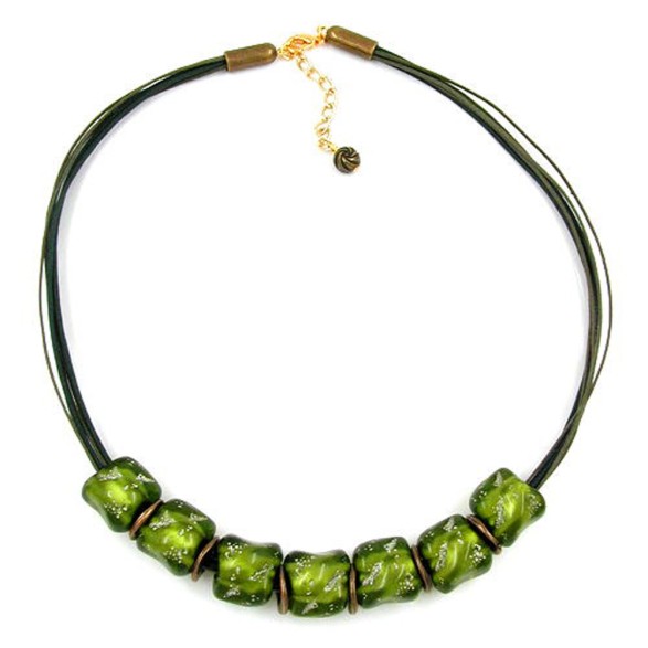 necklace stone bead green-transparent 50cm