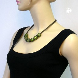 necklace stone bead green-transparent 50cm