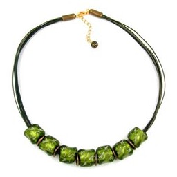 necklace stone bead green-transparent 50cm