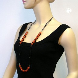 necklace beads red/ black