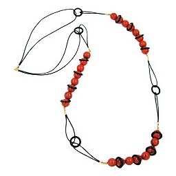 necklace beads red/ black