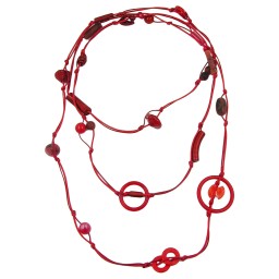 necklace beads red endless 190cm