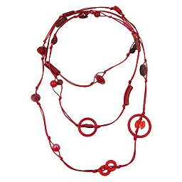 necklace beads red endless 190cm