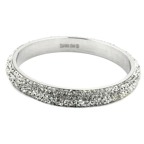 bangle 6 row glass crystals white