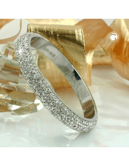bangle 6 row glass crystals white