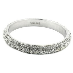 bangle 6 row glass crystals white