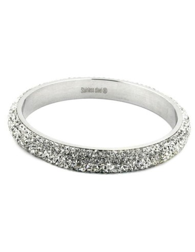 bangle 6 row glass crystals white